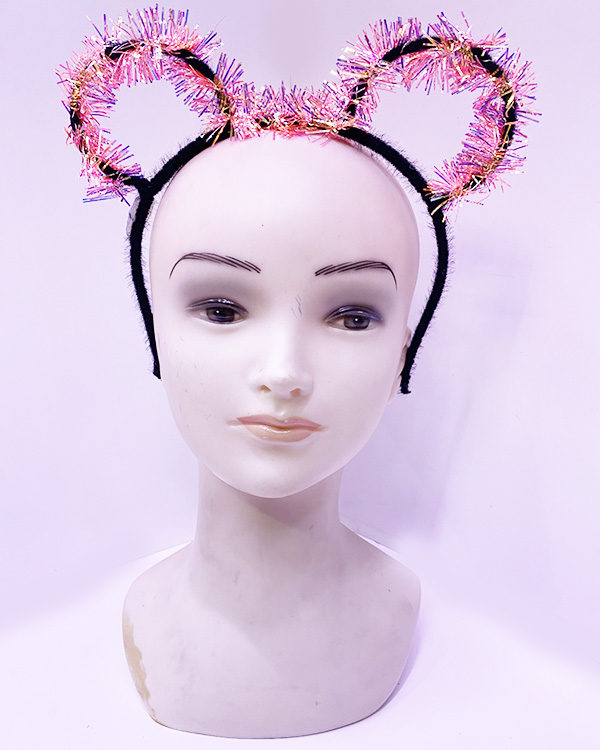 Led Işıklı Püsküllü Mickey Minnie Mouse Kulak Siyah Taç 19x17 cm