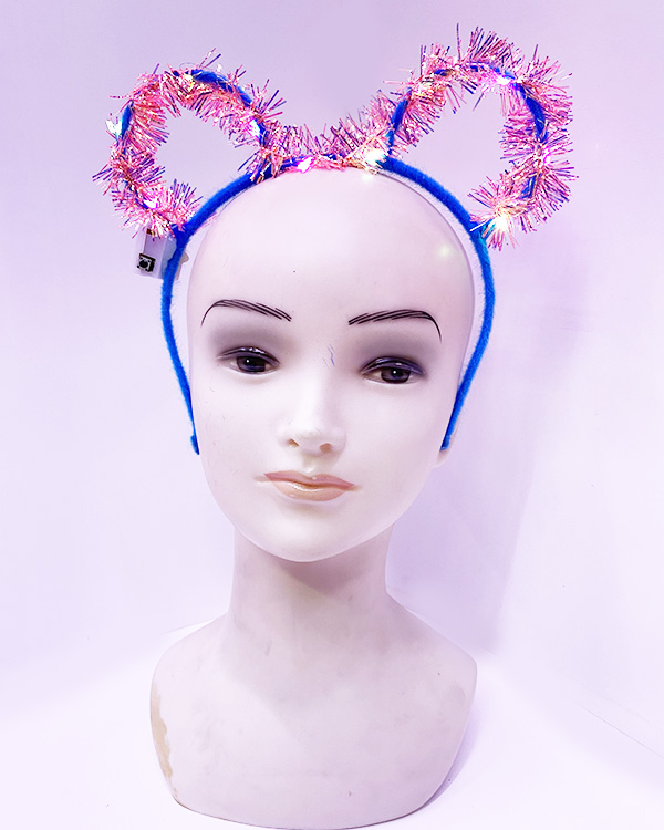 Led Işıklı Püsküllü Mickey Minnie Mouse Söner Mavi Taç 19x17 cm