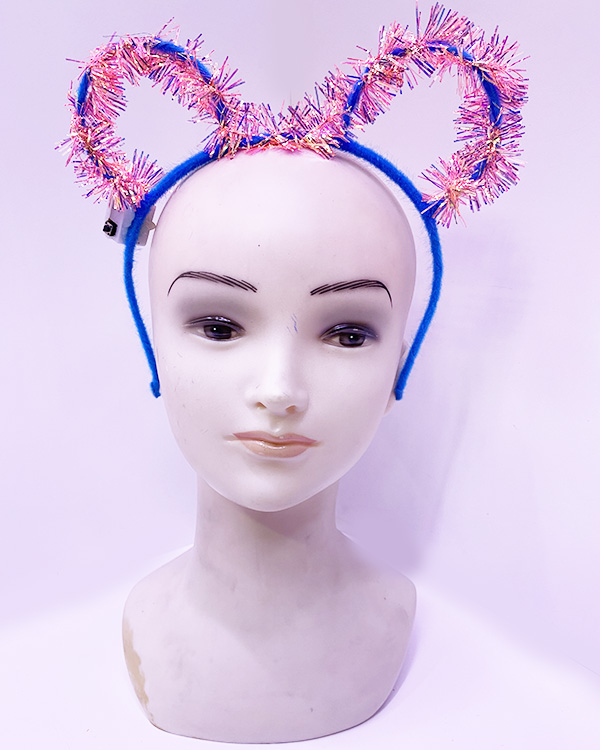 Led Işıklı Püsküllü Mickey Minnie Mouse Söner Mavi Taç 19x17 cm