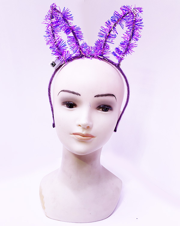 Led Işıklı Püsküllü Mor Renk Tavşan Tacı 21X17 cm