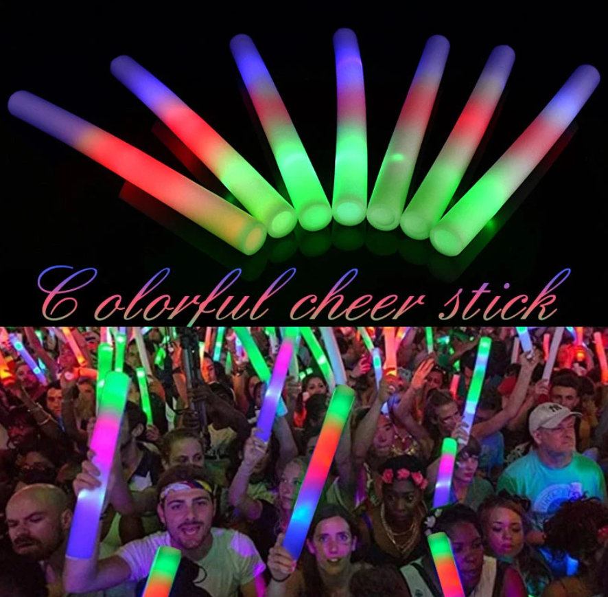 Led Işıklı Rengarenk Sünger Parti Çubuk Işıklı Kauçuk Sopa 46 cm