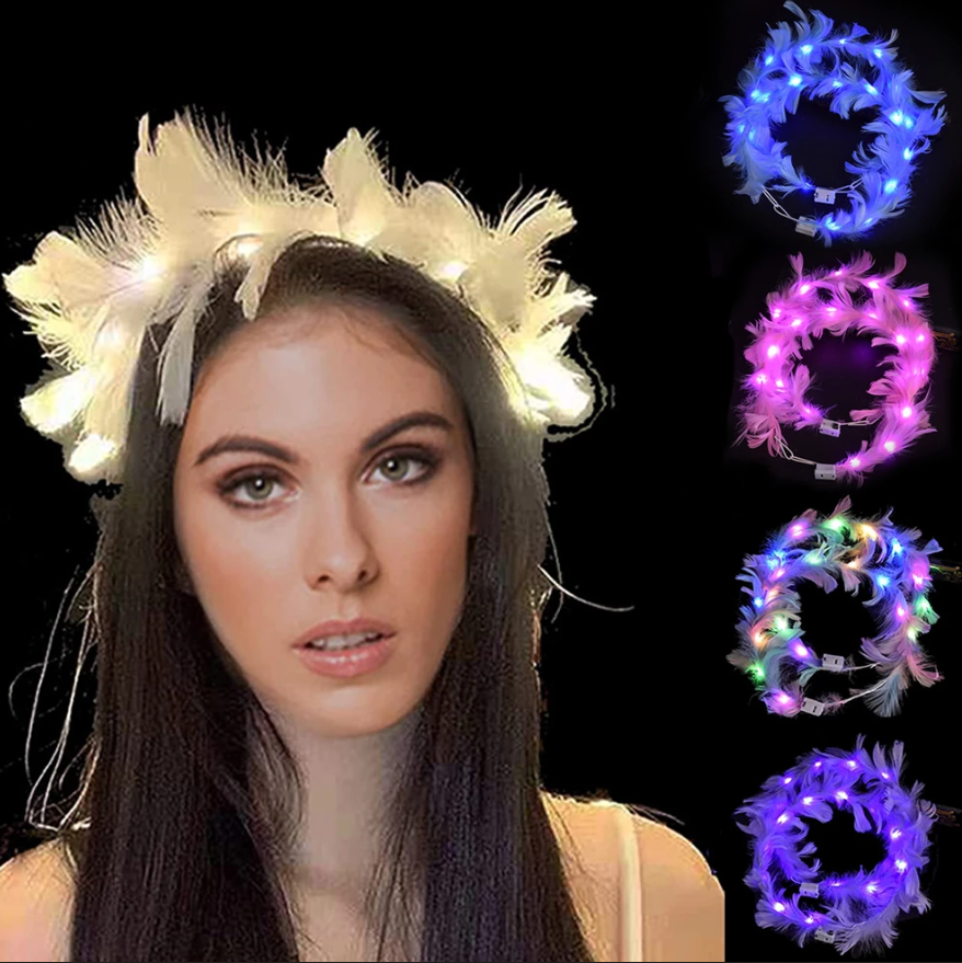 Led Işıklı Rengarenk Yanan 3 Fonksiyonlu Otrişli Parti Tacı Mavi Renk 12x12 cm