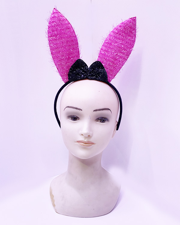 Led Işıklı Yanar Söner Püsküllü Pembe Renk Tavşan Tacı 28x19 cm