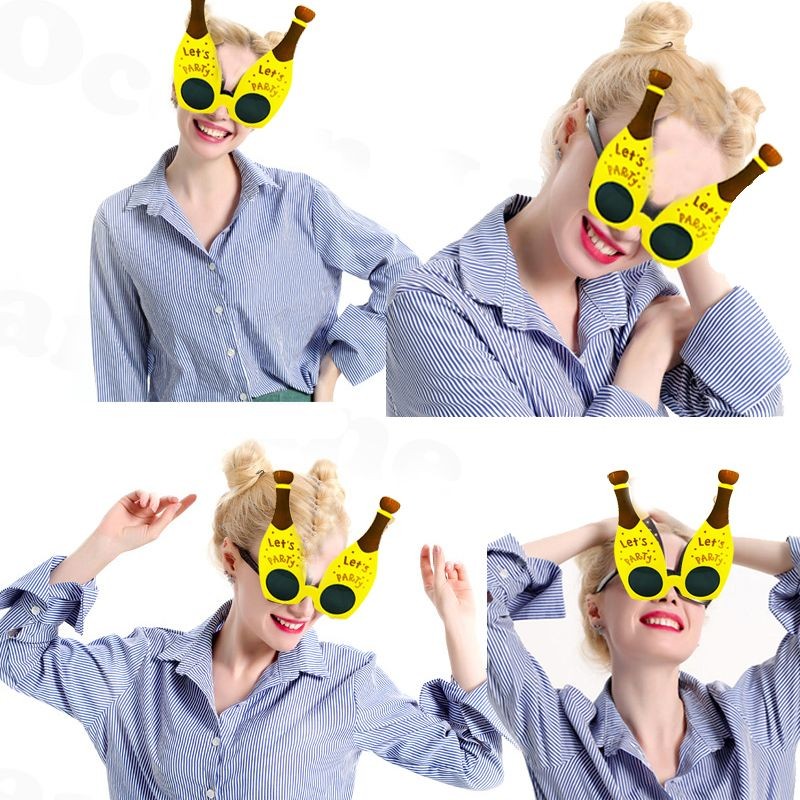 Let's Party Yazılı Şişe Parti Gözlük Sarı Renk 16X14 cm