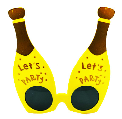 Let's Party Yazılı Şişe Parti Gözlük Sarı Renk 16X14 cm