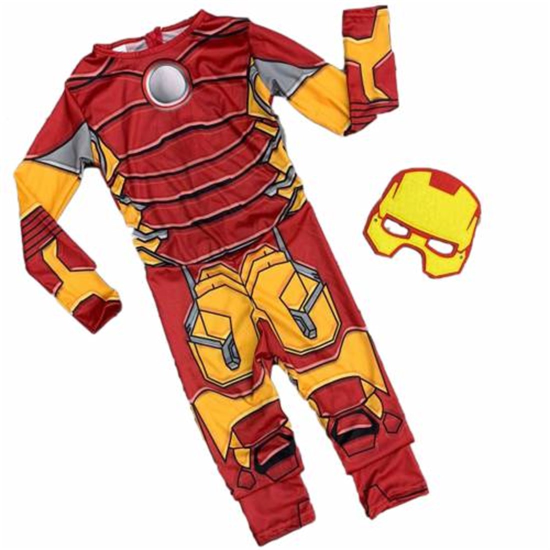 Maskeli Çocuk Demir Adam Kostümü - Çocuk İron Man Kostümü 9-10 Yaş