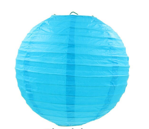 Mavi Renk Kağıt Süs Japon Fener Dekorasyon Asma Süs 30 Cm