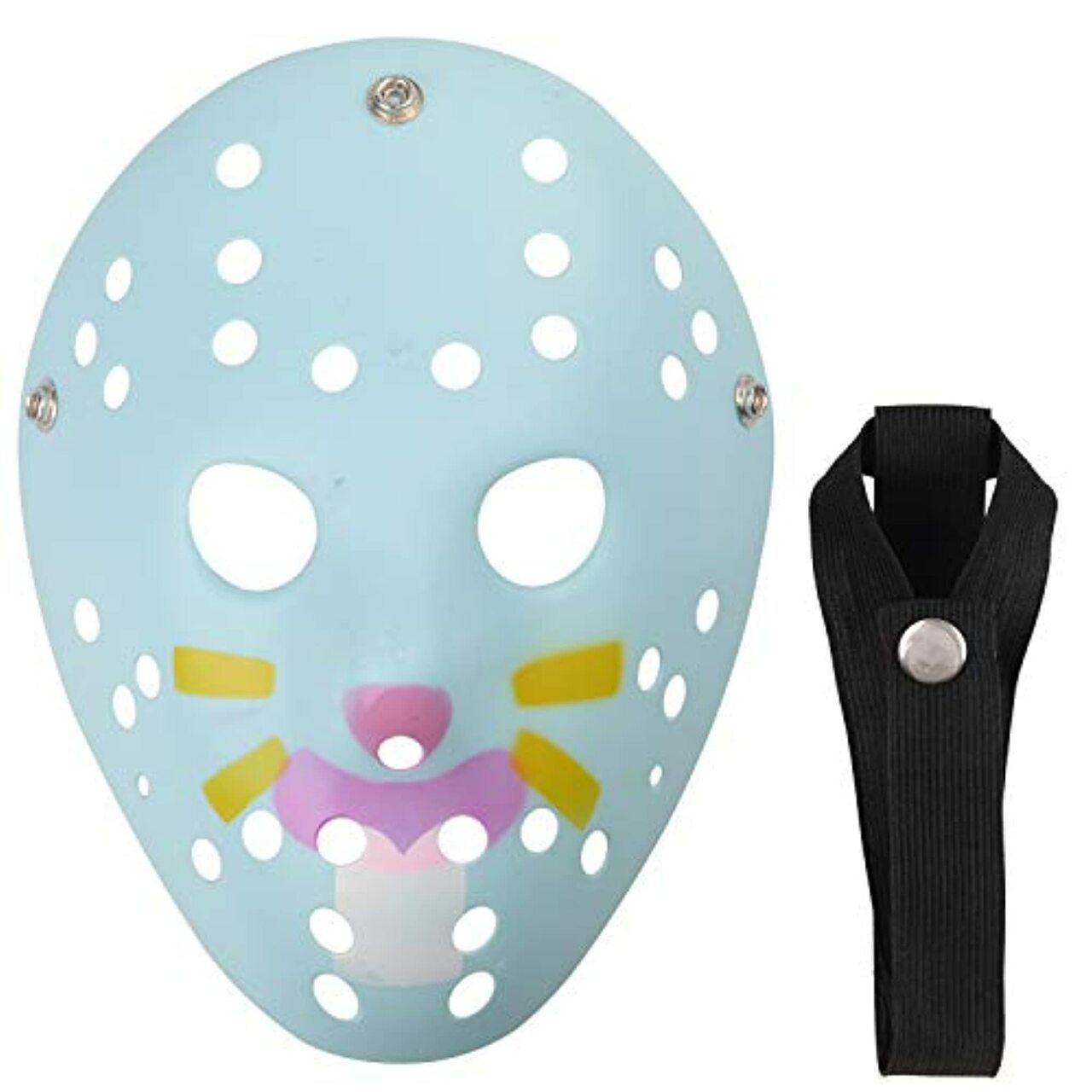 Mavi Renk Kırmızı Çizgili Tam Yüz Hokey Jason Maskesi Hannibal Maskesi