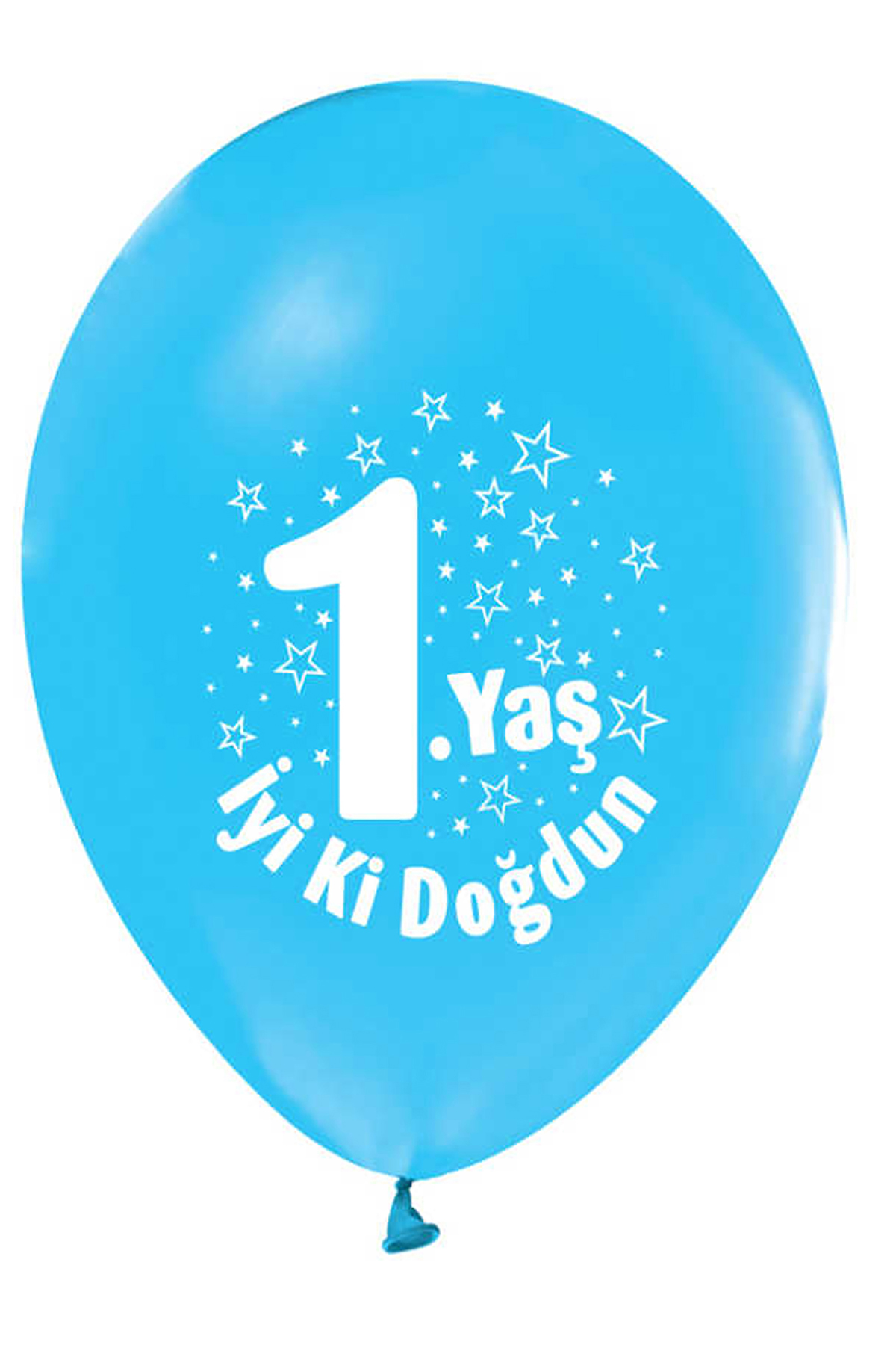 Mavi Renk Üzeri Beyaz Baskılı 1 Yaş İyiki Doğdun Balon 100 Adet