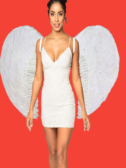 Mega Boy Beyaz Tüylü Melek Kanadı 100x85 cm