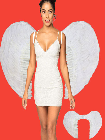 Mega Boy Beyaz Tüylü Melek Kanadı 100x85 cm