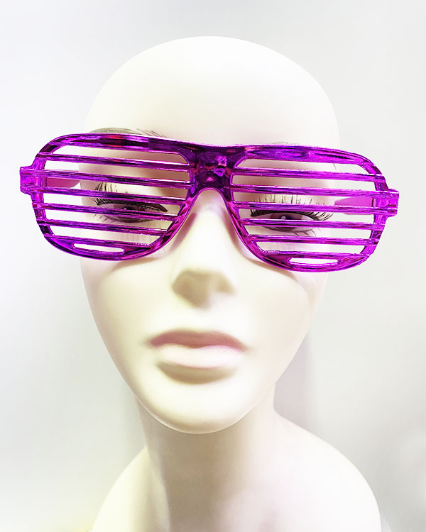 Metalize Panjur Şekilli Parlak Parti Gözlüğü Pembe Renk 15x6 cm