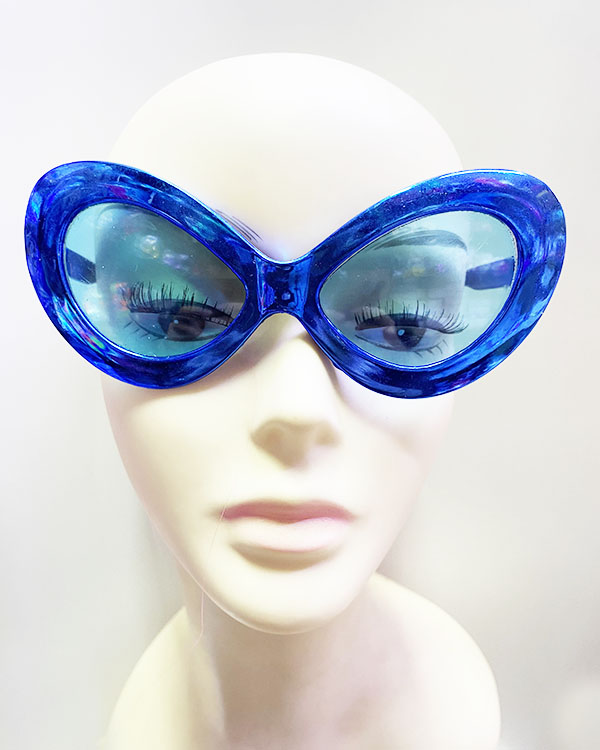 Metalize Yeşilçam 80 li 90 lı Yıllar Parti Gözlüğü Mavi Renk 15x7 cm