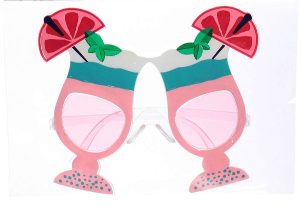 Meyve Kokteyl Temalı Pembe Parti Gözlüğü 15X12 cm