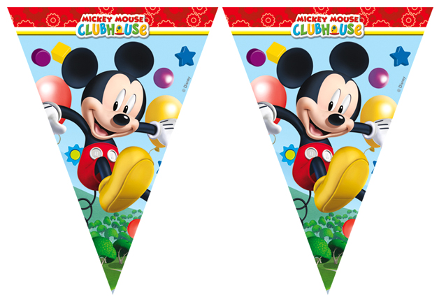 Mickey Mouse Temalı Üçgen Bayrak Flama Süsleme 3.2 Metre