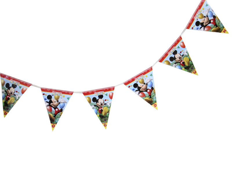 Mickey Mouse Temalı Üçgen Bayrak Flama Süsleme 3.2 Metre