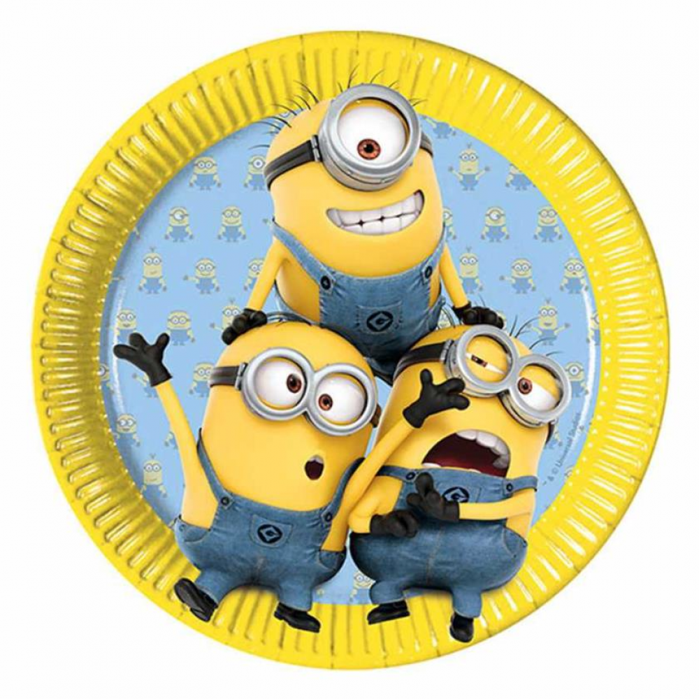 Minions Baskı Temalı Karton Tabak 8 Adet