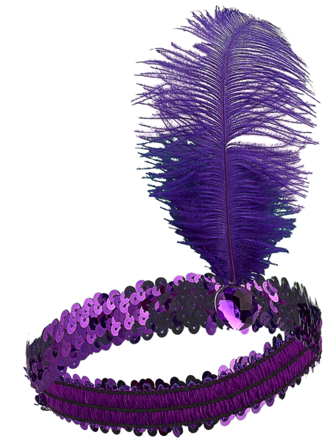 Mor Renk Tüylü Çarliston Saç Bandı