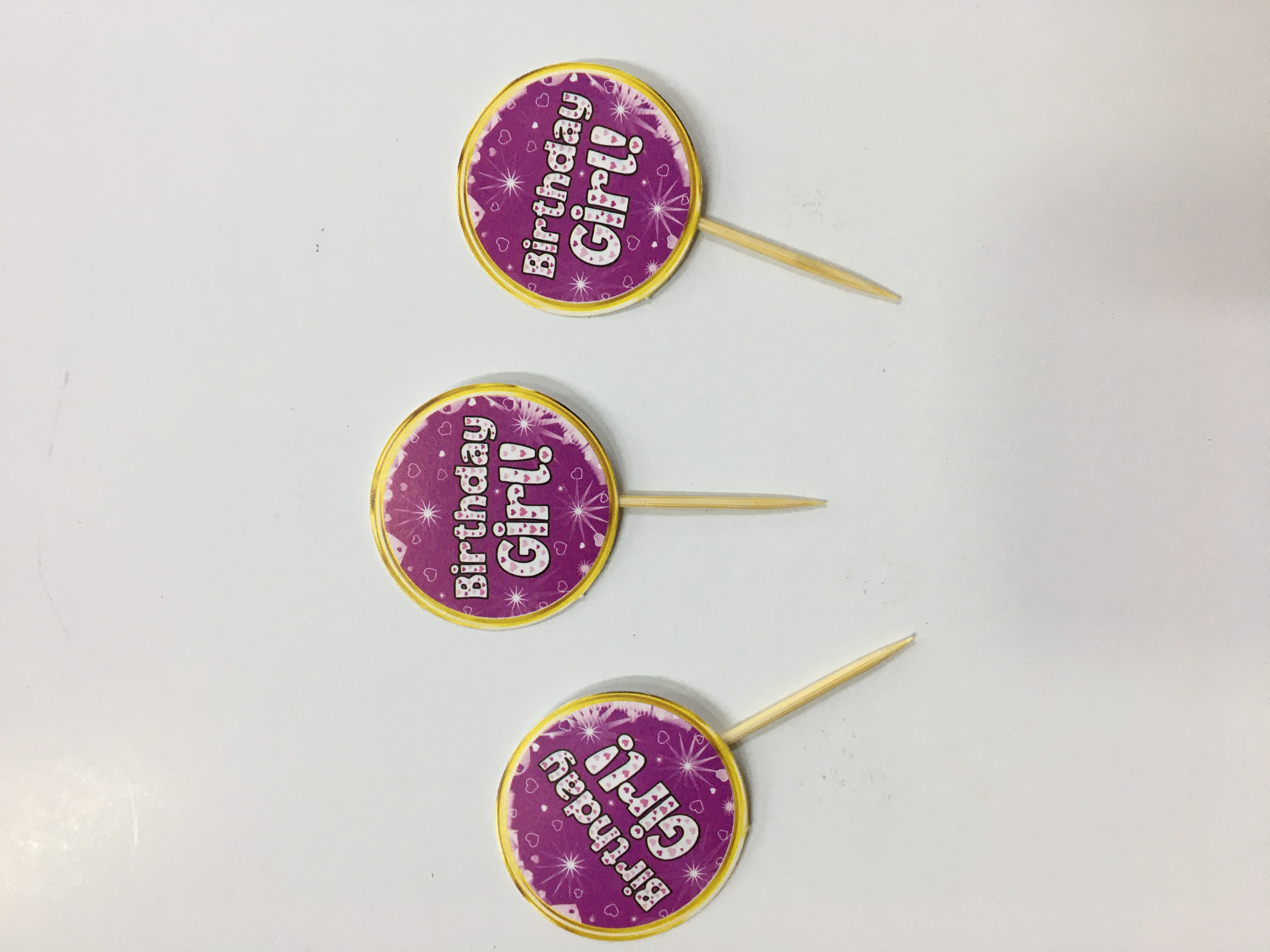 Pembe Renk Birthday Girl Parti Kürdan Süsü 20 Adet