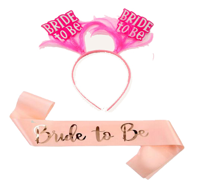 Pembe Renk Bride To Be İthal Kuşak - Pembe Renk Bride To Be Taç