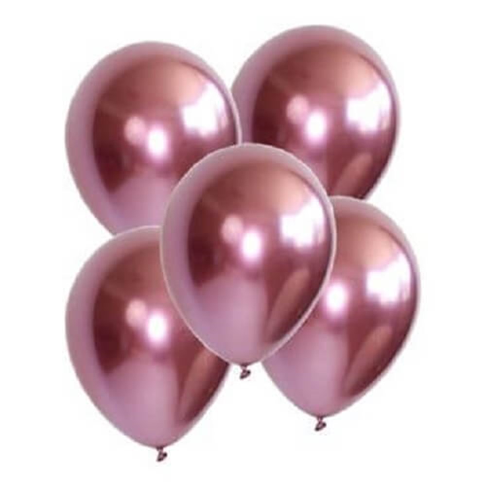 Pembe Renk Krom Balon 5 Adet