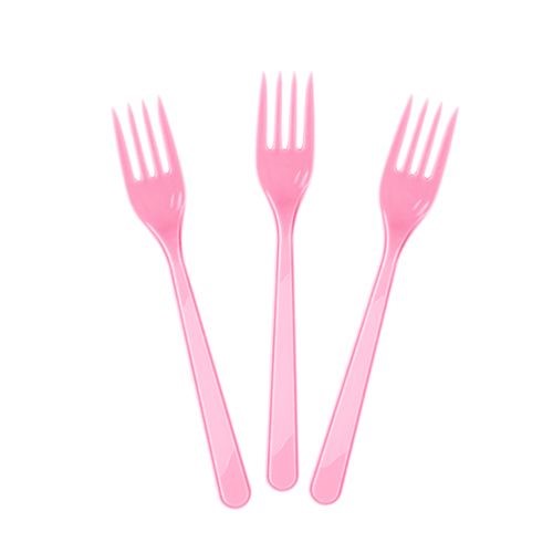 Pembe Renk Lüks Plastik Çatal 25 Adet