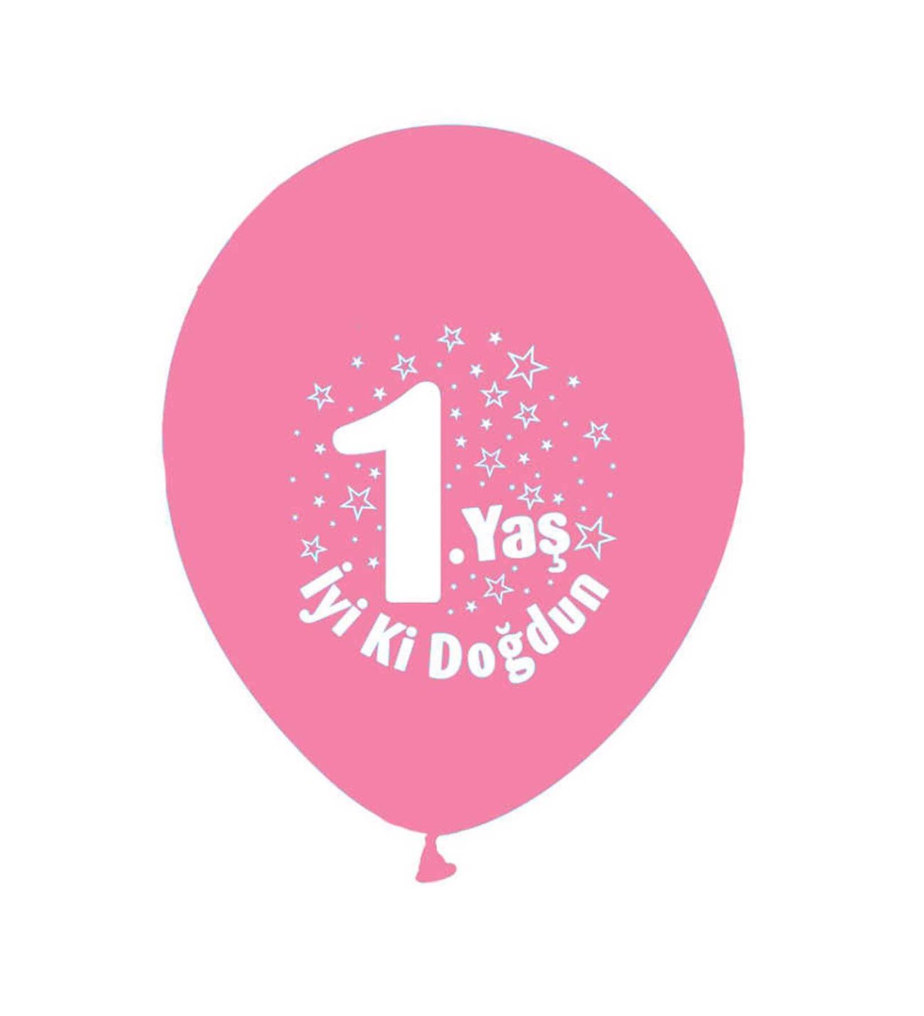 Pembe Üzeri Beyaz Yazılı 1 Yaş İyiki Doğdun Parti Balonu 100 Adet