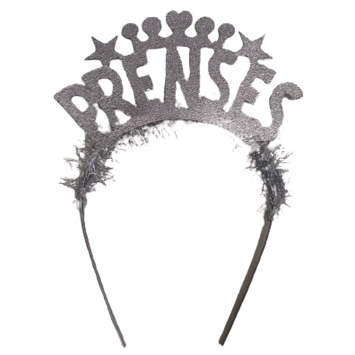 Prenses Yazılı Yıldız Kalp Şekilli Gümüş Renk Parti Tacı