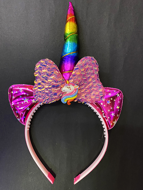 Rengarenk Boynuzlu At Figürlü Çocuk Pullu Unicorn Tacı 17x27 cm