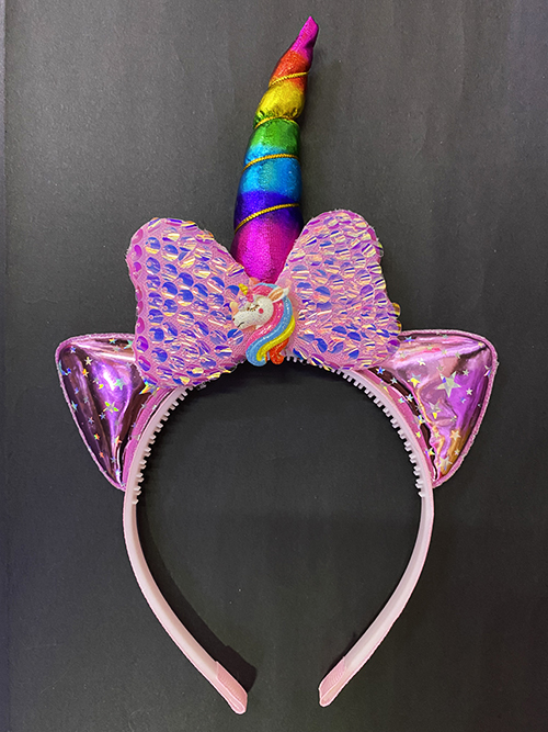 Rengarenk Boynuzlu At Figürlü Çocuk Pullu Unicorn Tacı 17x27 cm