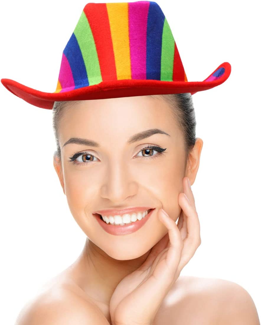 Rengarenk Kovboy Şapkası - Renkli Palyaço Şapkası 30x37 cm