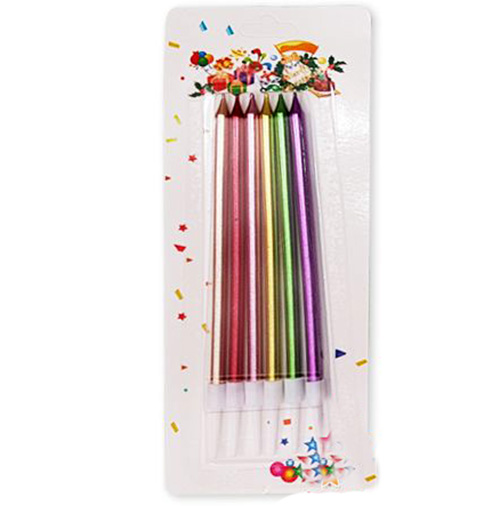 Rengarenk Uzun Pasta Mumu 6 Adet 16 cm