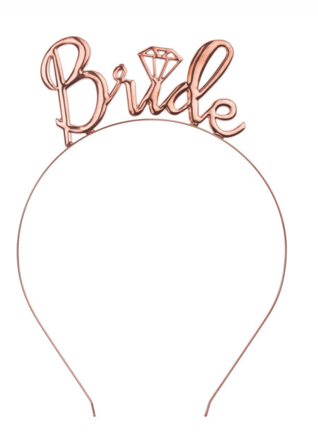 Rose Gold Renk Bride Yazılı Metal Gelin Tacı Bride Tacı