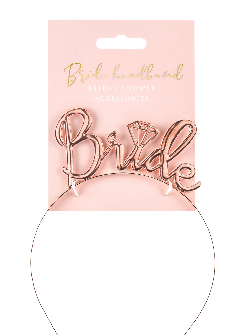 Rose Gold Renk Bride Yazılı Metal Gelin Tacı Bride Tacı