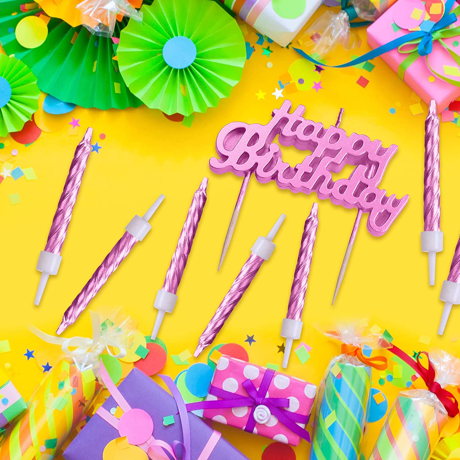 Rose Pembe Renk Doğum Günü Evlilik Yıldönümü Pasta Mumları 10 Adet