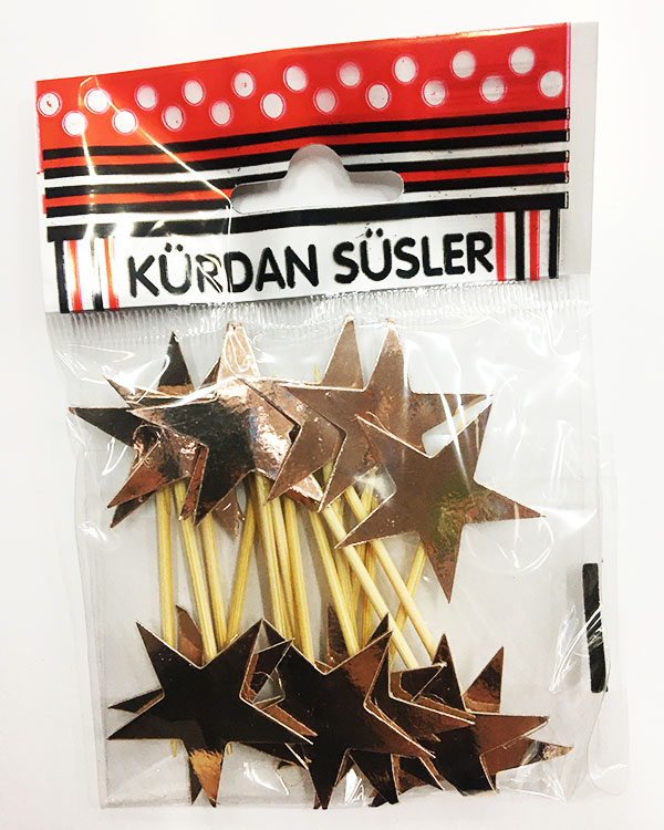 Rose Renk Yıldız Şekilli Parti Kürdan Süs 15 Adet