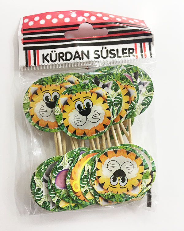 Safari Tema Konseptli Parti Kürdan Süsü 20 Adet