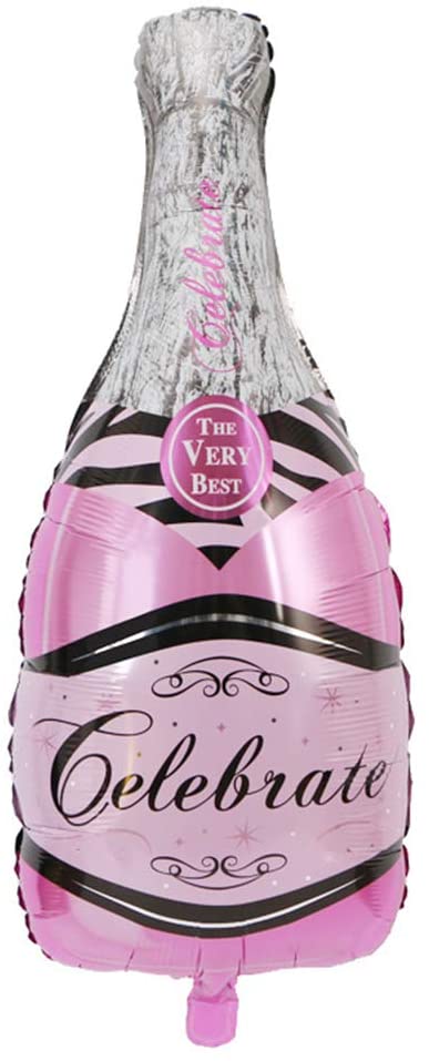 Şampanya Şişesi Kokteyl Şişesi Şekilli Folyo Balon Pembe 49x100 cm