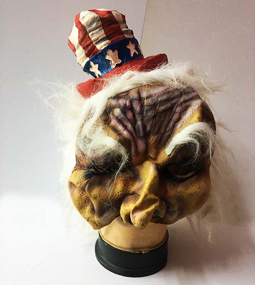 Şapkalı ve Beyaz Saçlı Lateks Et Korku Maskesi