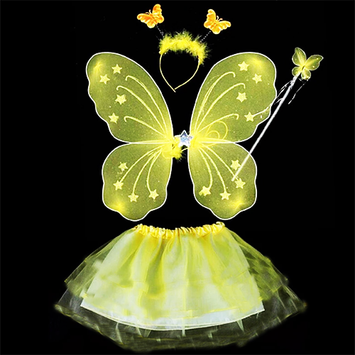 Sarı Kelebek Kostümü - Sarı Kelebek Kostüm Aksesuar Seti 4 Parça