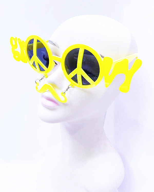 Sarı Renk Groom Yazılı Bıyıklı Damat Gözlüğü 7x21 cm