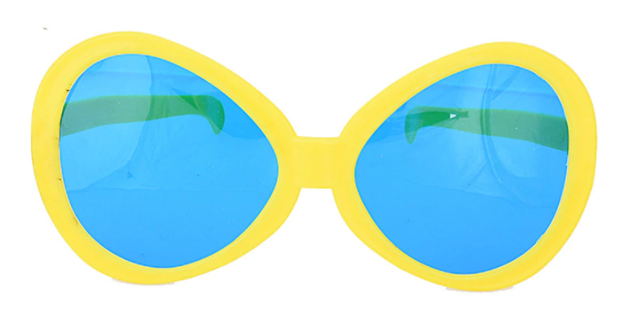 Sarı Renk Mega Boy Oval Yuvarlak Parti Gözlüğü