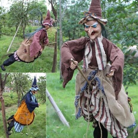 Sesli ve Sensörlü Mega Boy Dekoratif Şekil Verilebilir Cadı 45X105 cm