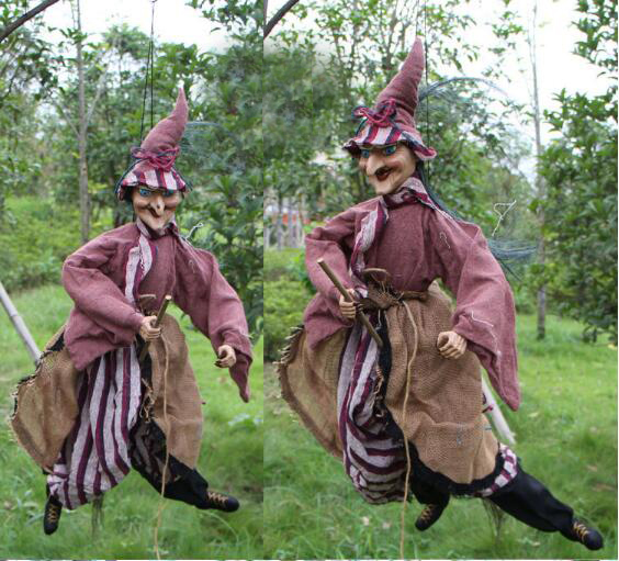 Sesli ve Sensörlü Mega Boy Dekoratif Şekil Verilebilir Cadı 45X105 cm