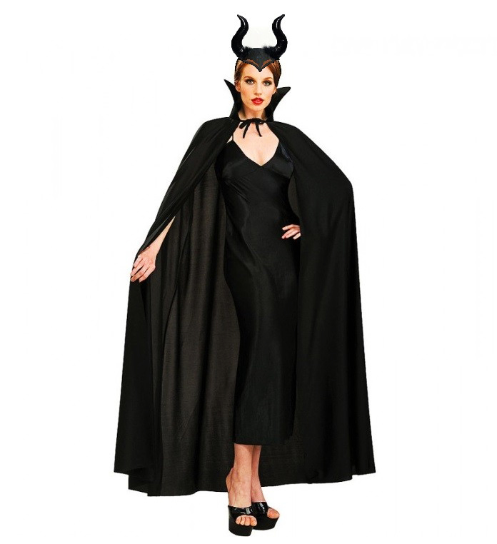 Siyah Malefiz Taçlı Siyah Renk 120 cm Yakalı Pelerin Seti