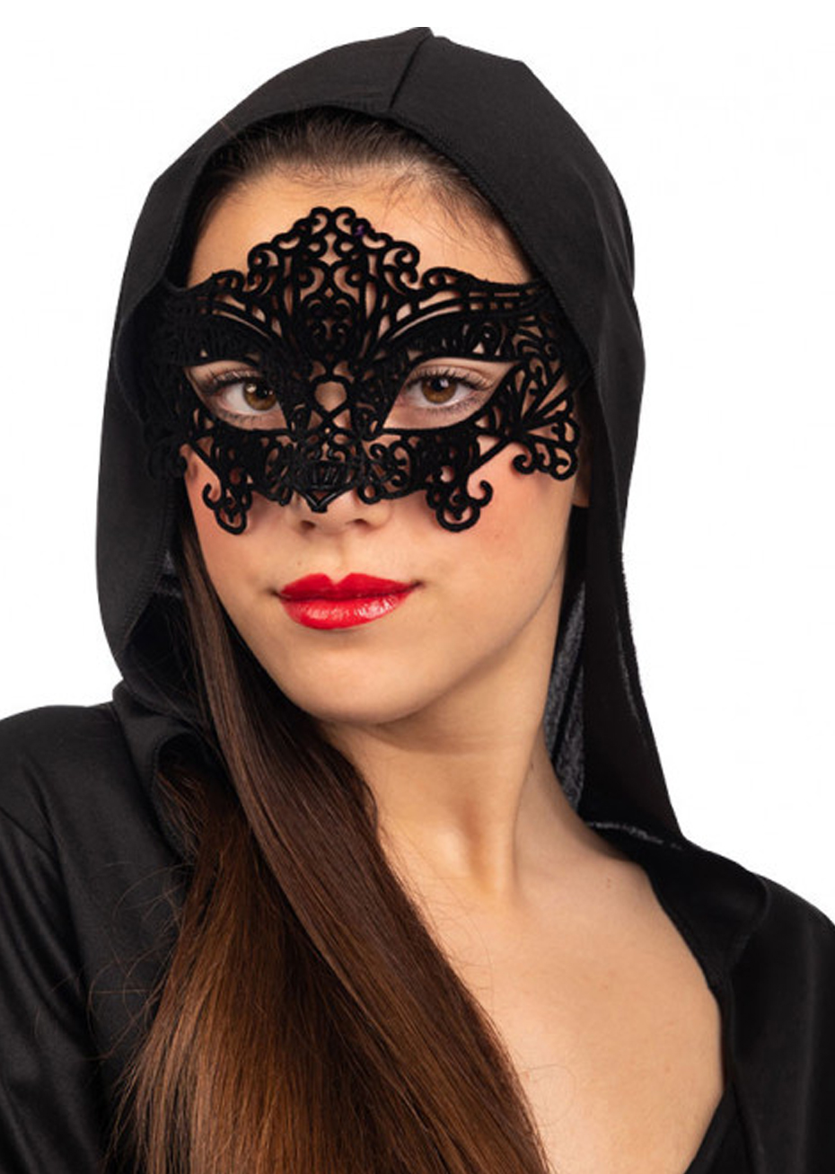 Siyah Renk Dantel Örgü Parti Balo Maskesi Model 8