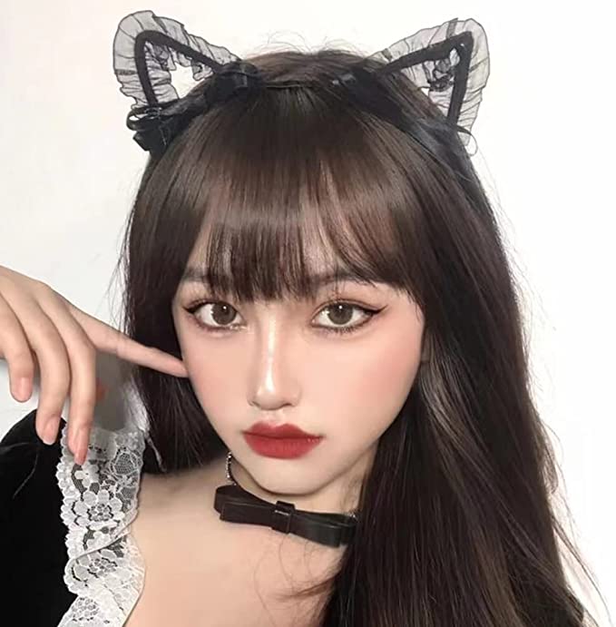 Siyah Renk Dantelli Tüllü Kedi Kulağı Kedi Tacı 17x17 cm