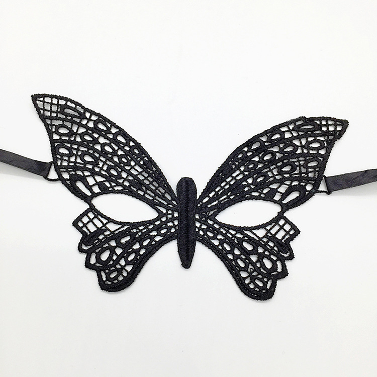 Siyah Renk Kelebek Model Dantel Parti Balo Maskesi Model 4