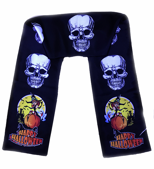 Siyah Renk Kuru Kafa Cadı Baskılı Halloween Atkı Banner Dekor 150x17 cm