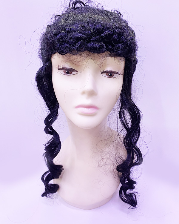 Siyah Renk Lüks Astarlı Topuz Bayan Peruğu Yetişkin Boy